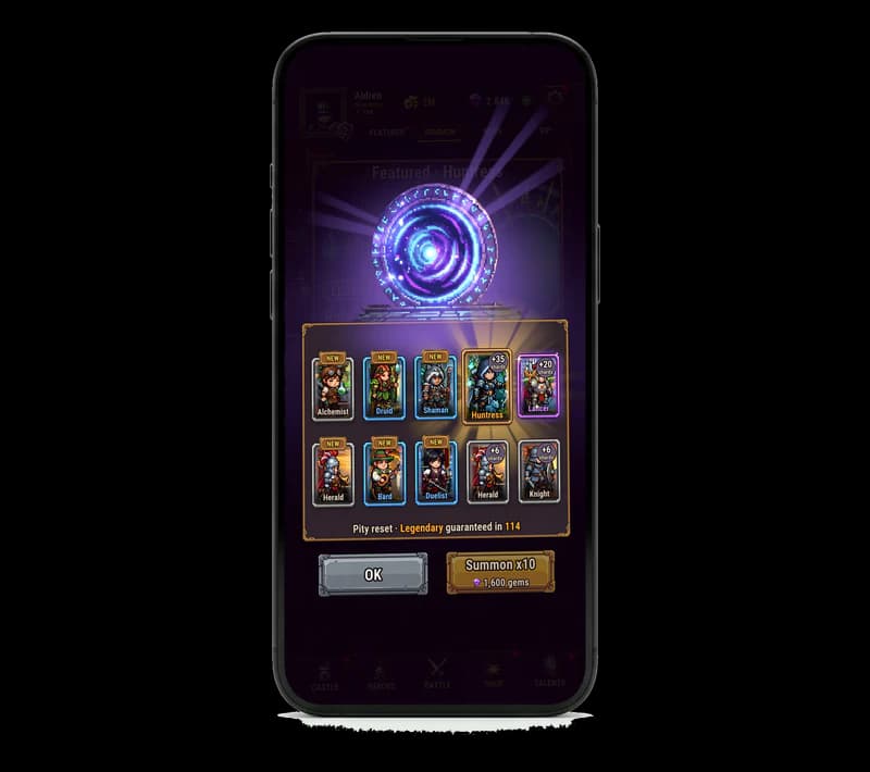 Idle Ascent, summoning screen